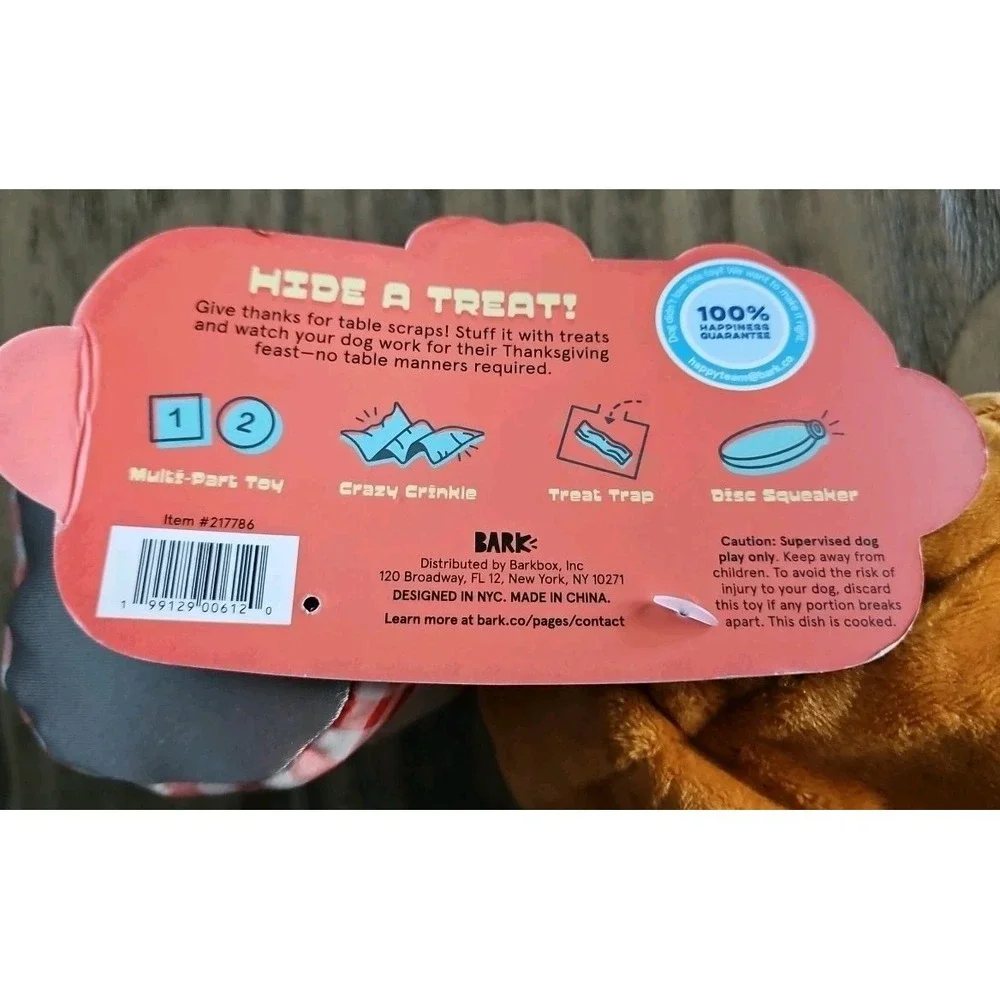 2pc Bark Box Dog Toy Turkey Thanksgiving Cranberry Can Crinkle Large 50+ Pounds